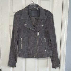 Blank NYC gray suede leather moto jacket size small